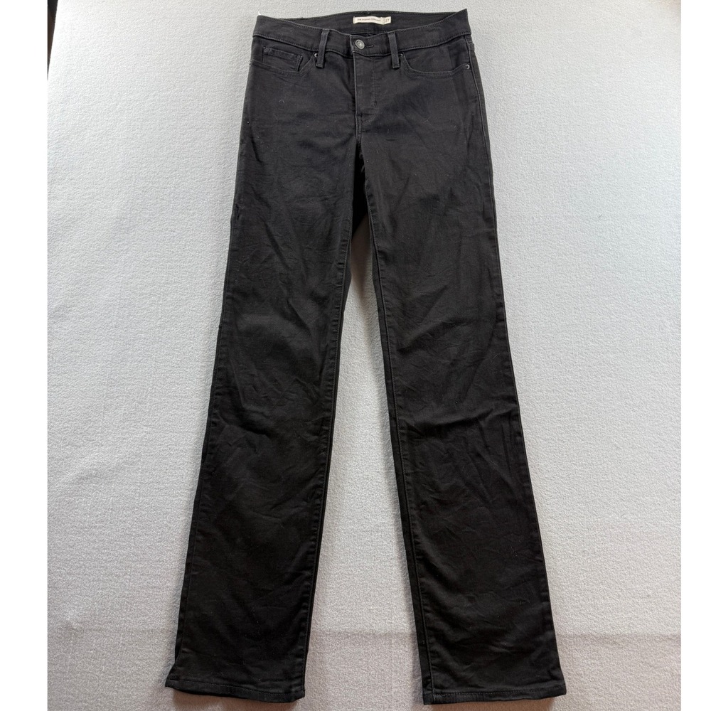 Levi's 314 Shaping Straight Jeans Women 27 Black Mid Rise Stretch Denim 29x32
